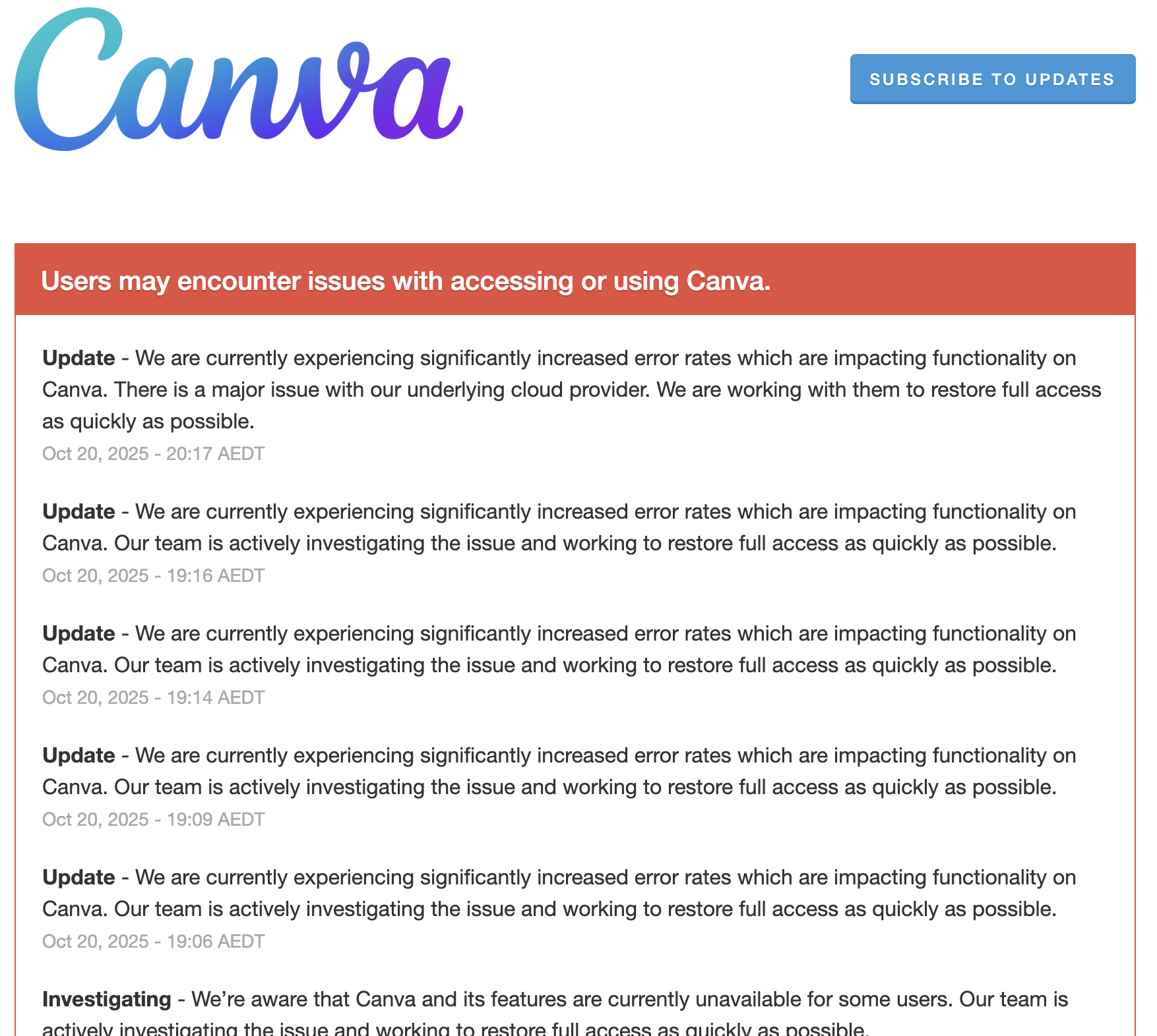 Canva's AWS Outage
